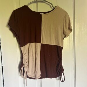 Colorblock Brown and Tan Women's Top